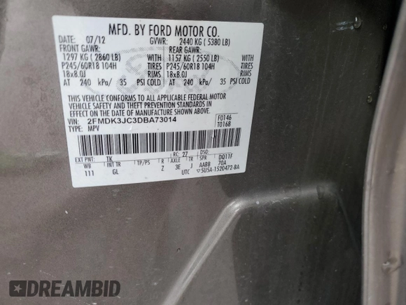 2013 Ford Edge SEL with VIN 2FMDK3JC3DBA73014, listed as a Copart auction lot 49895025 with 169,132 mi miles and Salvage Title. Bid and sale history available at carsss.com. Image 15.