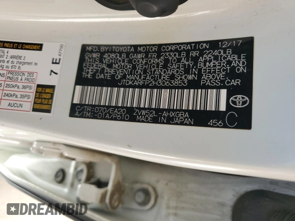 2017 Toyota Prius Plus with VIN JTDKARFP2H3063853, listed as a Copart auction lot 54144815 with 99,711 mi miles and Salvage Title. Bid and sale history available at DreamBid. Image 12.