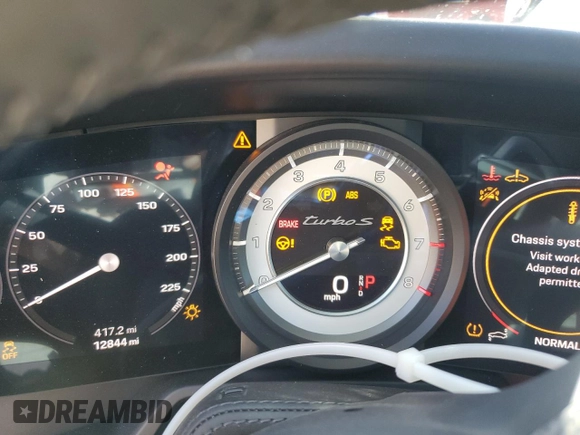 2024 Porsche 911 Turbo with VIN WP0AD2A91RS253671, listed as a Copart auction lot 43981045 with 12,844 mi miles and Salvage Title. Bid and sale history available at carsss.com. Image 9.