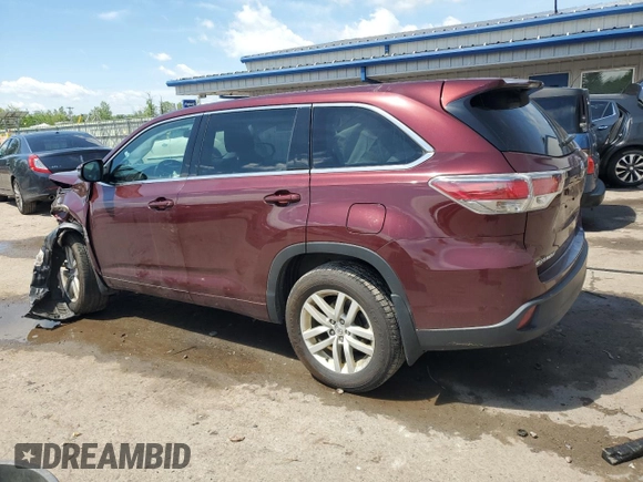 2015 Toyota Highlander LE z VIN 5TDBKRFH7FS117973, wystawiony jako Copart lot #58631385 z przebiegiem 102 642 mil mil oraz Szkoda całkowita • Salvage title. Historia ofert i sprzedaży dostępna na DreamBid. Obrazek 2.