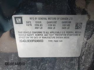 2015 Buick Regal with VIN 2G4GL5EX8F9246653, listed as a IAAI auction lot 41779260 with 120,051 mi miles and . Bid and sale history available at DreamBid. Image 9.