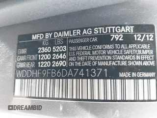 2013 Mercedes-Benz E 400 Sport with VIN WDDHF9FB6DA741371, listed as a IAAI auction lot 42141161 with 208,676 mi miles and . Bid and sale history available at carsss.com. Image 9.