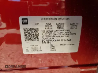 2023 Buick Enclave Essence with VIN 5GAEVAKW9PJ214246, listed as a Copart auction lot 54265145 with 59,656 mi miles and Salvage Title. Bid and sale history available at carsss.com. Image 14.