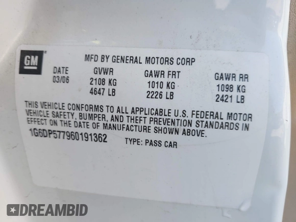 2006 Cadillac CTS with VIN 1G6DP577960191362, listed as a IAAI auction lot 41970879 with 168,562 mi miles. Bid and sale history available at carsss.com. Image 9.