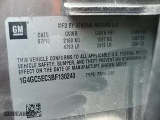 2011 Buick LaCrosse CXL with VIN 1G4GC5EC3BF130243, listed as a Copart auction lot 79656914 with 171,371 mi miles and Salvage Title. Bid and sale history available at carsss.com. Image 14.