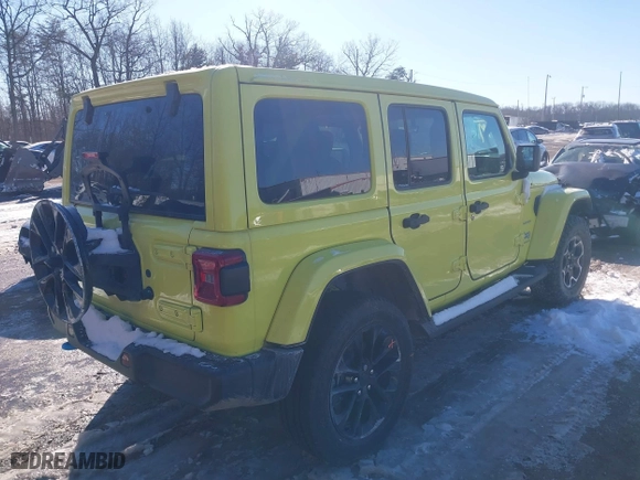 2023 Jeep Wrangler 4xe Sahara with VIN 1C4JJXP66PW580527, listed as a IAAI auction lot 41261127 with 15,100 mi miles. Bid and sale history available at carsss.com. Image 4.