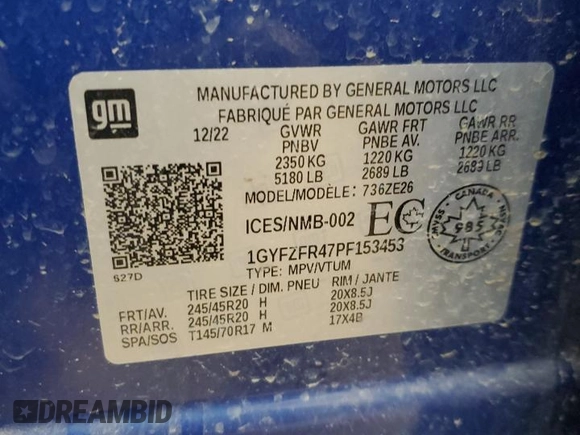2023 Cadillac XT4 AWD Sport z VIN 1GYFZFR47PF153453, wystawiony jako Copart lot #56988695 z przebiegiem 67 533 mil mil oraz Szkoda całkowita • Salvage title. Historia ofert i sprzedaży dostępna na DreamBid. Obrazek 13.