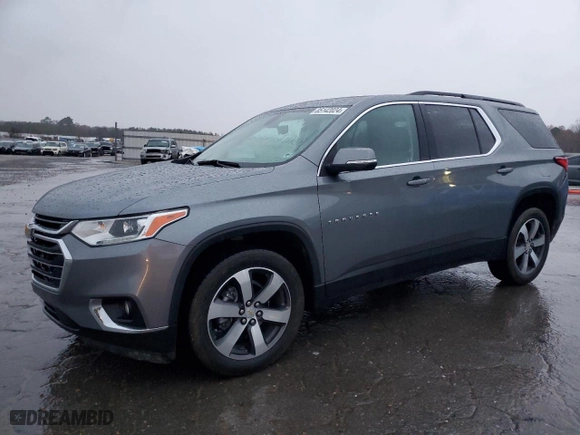 2021 Chevrolet Traverse LT Leather with VIN 1GNERHKWXMJ144304, listed as a Copart auction lot 85142024 with 65,695 mi miles and Salvage Title. Bid and sale history available at carsss.com. Image 1.