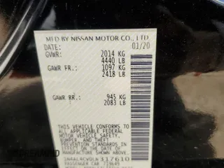 2020 Nissan Altima SR with VIN 1N4AL4CV0LN317610, listed as a Copart auction lot 83557384 with 64,406 mi miles and Salvage Title. Bid and sale history available at carsss.com. Image 12.