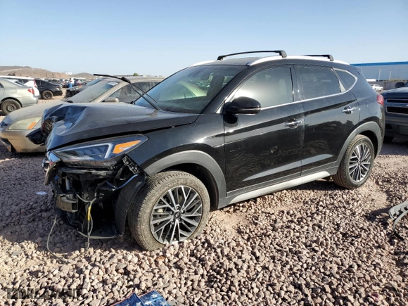 2021 Hyundai Tucson Limited with VIN KM8J33AL9MU325620, listed as a Copart auction lot 43447615 with 61,477 mi miles and Salvage Title. Bid and sale history available at carsss.com. Image 1.