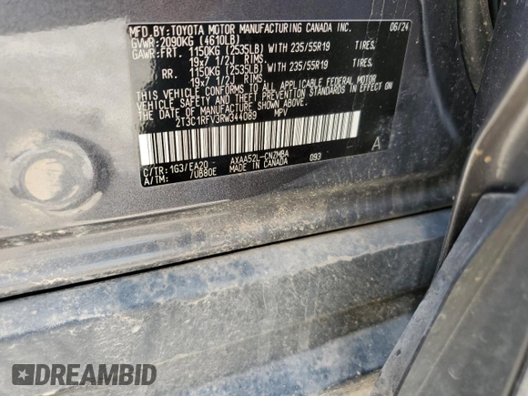 2024 Toyota RAV4 XLE Premium z VIN 2T3C1RFV3RW344089, wystawiony jako Copart lot #61747485 z przebiegiem 18 447 mil mil oraz Szkoda całkowita • Salvage title. Historia ofert i sprzedaży dostępna na DreamBid. Obrazek 13.