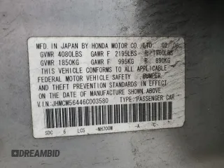 2006 Honda Accord LX с VIN JHMCM56446C003580, выставлен на аукционе Copart как лот 49744385 с пробегом 221 896 миль миль и Чистый • Clean title. История ставок и продаж доступна на DreamBid. Изображение 13.