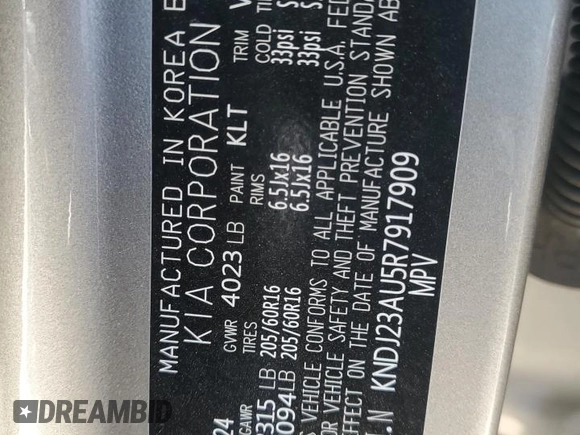 2024 Kia Soul S with VIN KNDJ23AU5R7917909, listed as a Copart auction lot 50984825 with 11,438 mi miles and Salvage Title. Bid and sale history available at DreamBid. Image 14.