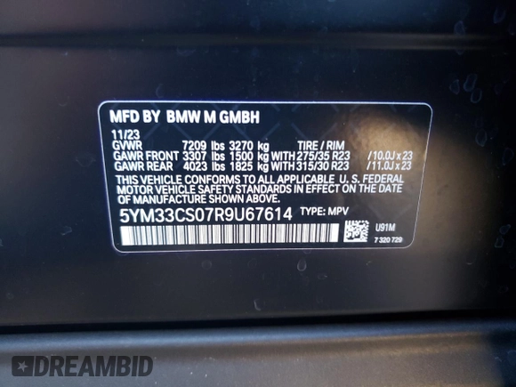 2024 BMW XM Label Red z VIN 5YM33CS07R9U67614, wystawiony jako Copart lot #75152264 z przebiegiem 7179 mil mil oraz Szkody całkowita. Historia ofert i sprzedaży dostępna na DreamBid. Obrazek 13.