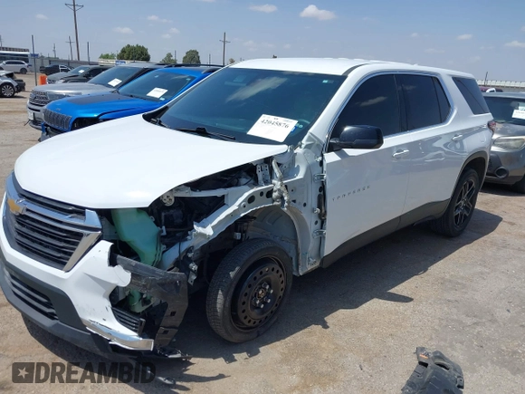 2022 Chevrolet Traverse LS with VIN 1GNERFKW2NJ132976, listed as a IAAI auction lot 42045876 with 55,601 mi miles and . Bid and sale history available at DreamBid. Image 2.