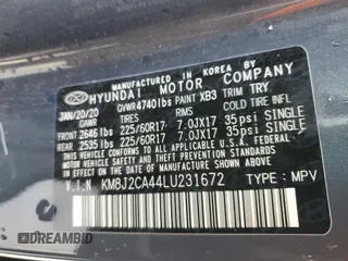 2020 Hyundai Tucson SE with VIN KM8J2CA44LU231672, listed as a Copart auction lot 66796424 with 77,525 mi miles and Salvage Title. Bid and sale history available at carsss.com. Image 12.