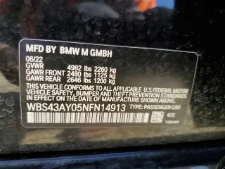 2022 BMW M3 Competition xDrive z VIN WBS43AY05NFN14913, wystawiony jako Copart lot #40401433 z przebiegiem Nie podano mil oraz . Historia ofert i sprzedaży dostępna na DreamBid. Obrazek 14.