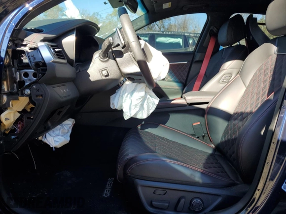 2023 Genesis G70 3.3T with VIN KMTG54TE9PU110984, listed as a Copart auction lot 79218944 with 16,702 mi miles and Salvage title. Bid and sale history available at DreamBid. Image 7.