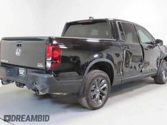 2023 Honda Ridgeline Sport with VIN 5FPYK3F13PB068889, listed as a Copart auction lot 58864005 with 19,879 mi miles and Salvage title. Bid and sale history available at DreamBid. Image 4.
