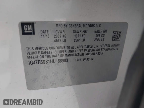 2017 Buick LaCrosse Premium with VIN 1G4ZR5SS1HU168903, listed as a IAAI auction lot 41360938 with 110,388 mi miles. Bid and sale history available at carsss.com. Image 9.