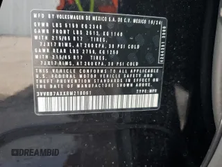 2024 Volkswagen Tiguan S с VIN 3VVRB7AXXRM218061, выставлен на аукционе Copart как лот 54159735 с пробегом 3 676 миль миль и На запчасти • Non repairable. История ставок и продаж доступна на DreamBid. Изображение 14.