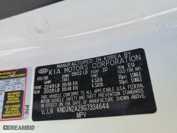 2016 Kia Soul with VIN KNDJN2A29G7334644, listed as a Copart auction lot 48418145 with 170,886 mi miles and Salvage Title. Bid and sale history available at carsss.com. Image 14.