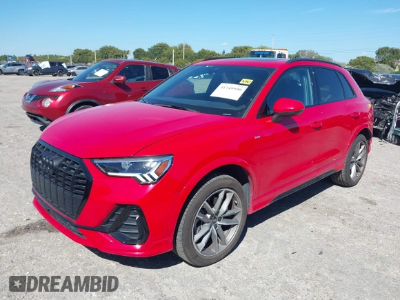 2024 Audi Q3 S line Premium with VIN WA1DECF39R1057403, listed as a IAAI auction lot 41749950 with 9,891 mi miles. Bid and sale history available at carsss.com. Image 2.