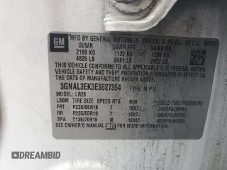 2014 Chevrolet Captiva Sport LT with VIN 3GNAL3EK3ES627354, listed as a Copart auction lot 80928844 with 127,514 mi miles and Clean Title. Bid and sale history available at DreamBid. Image 13.