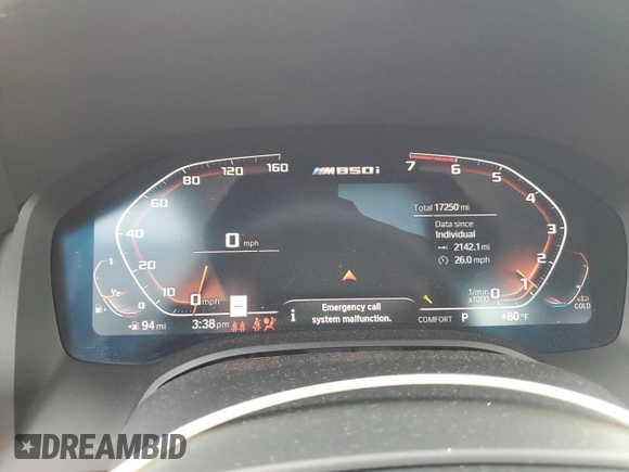 2019 BMW 8 Series M850i xDrive with VIN WBABC4C5XKBU95875, listed as a Copart auction lot 61893343 with 17,250 mi miles. Bid and sale history available at carsss.com. Image 9.