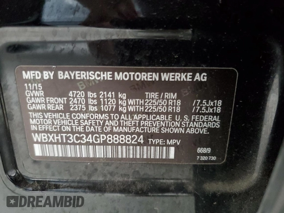 2016 BMW X1 xDrive28i with VIN WBXHT3C34GP888824, listed as a Copart auction lot 47966545 with 65,999 mi miles and Clean Title. Bid and sale history available at carsss.com. Image 13.