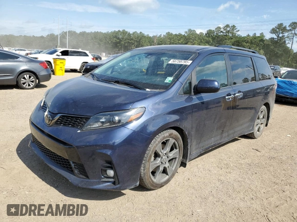 2020 Toyota Sienna SE with VIN 5TDXZ3DC9LS072925, listed as a Copart auction lot 56758795 with 55,593 mi miles and Salvage title. Bid and sale history available at DreamBid. Image 1.