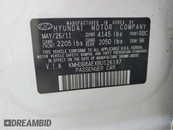 2011 Hyundai Elantra Touring GLS with VIN KMHDB8AEXBU126197, listed as a Copart auction lot 75101604 with 0 mi miles and Salvage Title. Bid and sale history available at carsss.com. Image 13.