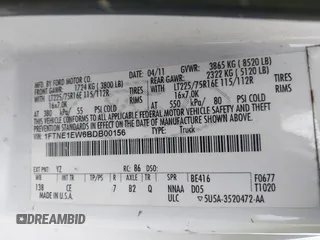 2011 Ford Econoline Cargo Commercial with VIN 1FTNE1EW6BDB00156, listed as a IAAI auction lot 41929503 with 258,559 mi miles and . Bid and sale history available at carsss.com. Image 9.