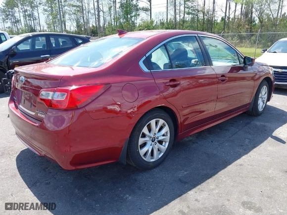 2017 Subaru Legacy Premium with VIN 4S3BNAC63H3010743, listed as a IAAI auction lot 41832616 with 37,321 mi miles. Bid and sale history available at carsss.com. Image 4.