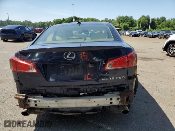 2011 Lexus IS 250 with VIN JTHCF5C20B5047491, listed as a Copart auction lot 61345255 with 118,407 mi miles and Salvage title. Bid and sale history available at DreamBid. Image 6.