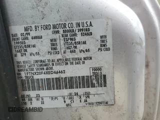 1999 Ford F-250 XL with VIN 1FTNX20F4XED44462, listed as a Copart auction lot 42911735 with 322,144 mi miles and Salvage title. Bid and sale history available at DreamBid. Image 12.