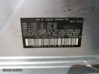 2020 Subaru Impreza Premium with VIN 4S3GTAV62L3716572, listed as a Copart auction lot 43205965 with 0 mi miles and Salvage Title. Bid and sale history available at carsss.com. Image 13.