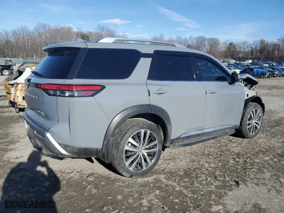 2023 Nissan Pathfinder Platinum with VIN 5N1DR3DK3PC202193, listed as a Copart auction lot 45381875 with 35,785 mi miles and Salvage Title. Bid and sale history available at carsss.com. Image 3.