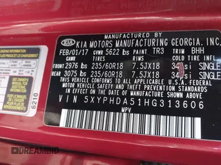 2017 Kia Sorento EX with VIN 5XYPHDA51HG313606, listed as a IAAI auction lot 41203028 with 46 mi miles and . Bid and sale history available at DreamBid. Image 9.