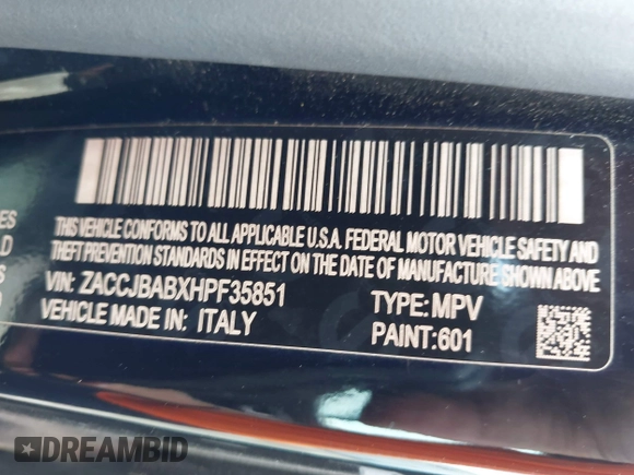 2017 Jeep Renegade Sport z VIN ZACCJBABXHPF35851, wystawiony jako IAAI lot #42705605 z przebiegiem 141 831 mil mil oraz . Historia ofert i sprzedaży dostępna na DreamBid. Obrazek 9.