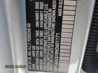 2022 Porsche Cayenne Turbo S E-Hybrid with VIN WP1AA2AY8NDA01171, listed as a Copart auction lot 55990585 with 54,390 mi miles and Salvage title. Bid and sale history available at DreamBid. Image 13.