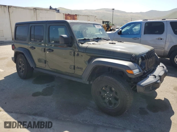 2021 Jeep Wrangler Unlimited Willys z VIN 1C4HJXDN5MW683606, wystawiony jako Copart lot #57485965 z przebiegiem 71 574 mil mil oraz Szkoda całkowita • Salvage title. Historia ofert i sprzedaży dostępna na DreamBid. Obrazek 4.