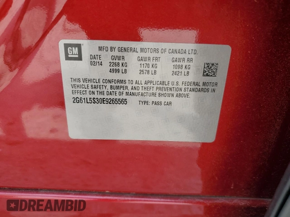 2014 Cadillac XTS z VIN 2G61L5S30E9265565, wystawiony jako Copart lot #54551355 z przebiegiem 89 296 mil mil oraz Szkoda całkowita • Salvage title. Historia ofert i sprzedaży dostępna na DreamBid. Obrazek 13.