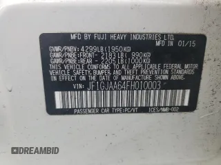 2015 Subaru Impreza z VIN JF1GJAA64FH010003, wystawiony jako Copart lot #57646155 z przebiegiem Nie podano mil oraz Szkoda całkowita • Salvage title. Historia ofert i sprzedaży dostępna na DreamBid. Obrazek 13.