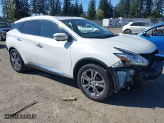 2017 Nissan Murano SL with VIN 5N1AZ2MH0HN122583, listed as a IAAI auction lot 42053788 with 56,281 mi miles. Bid and sale history available at carsss.com. Image 1.
