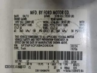 2011 Ford F-150 XL with VIN 1FTNF1CFXBKD39334, listed as a Copart auction lot 88544945 with 285,550 mi miles and Clean Title. Bid and sale history available at carsss.com. Image 12.