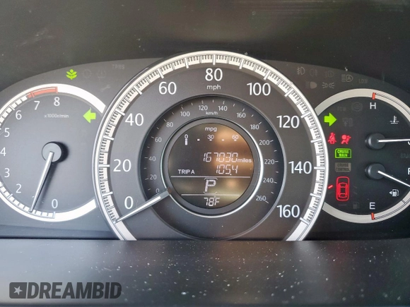 2015 Honda Accord LX with VIN 1HGCR2F38FA098943, listed as a Copart auction lot 54150105 with 167,030 mi miles and Salvage Title. Bid and sale history available at DreamBid. Image 9.