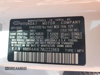 2021 Hyundai Palisade SEL z VIN KM8R44HE7MU222869, wystawiony jako Copart lot #58271175 z przebiegiem 84 943 mil mil oraz Szkoda całkowita • Salvage title. Historia ofert i sprzedaży dostępna na DreamBid. Obrazek 13.
