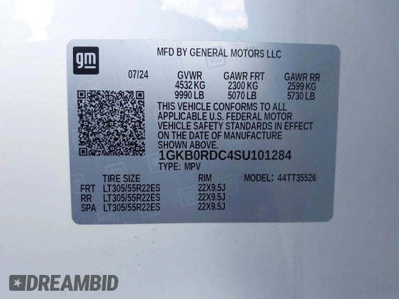 2025 GMC Hummer EV 3X with VIN 1GKB0RDC4SU101284, listed as a IAAI auction lot 41444686 with 4,548 mi miles. Bid and sale history available at carsss.com. Image 9.