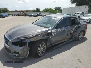 2015 Infiniti Q50 with VIN JN1BV7AP9FM332795, listed as a Copart auction lot 63416925 with 106,986 mi miles and Salvage title. Bid and sale history available at DreamBid. Image 1.
